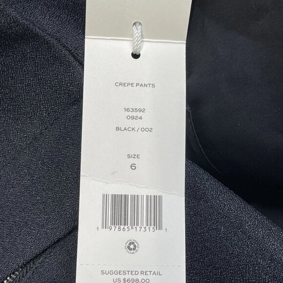 NEW TORY BURCH Women’s Crepe Straight Pants Black Size 6 Tailored Dress Trousers - Picture 6 of 7